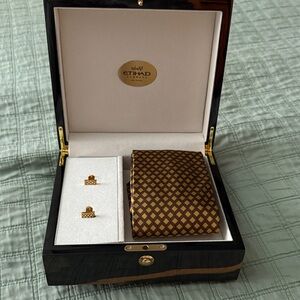 Gold and Black Cuff Links Set